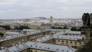 Paris von oben Aussicht Notre Dame Figur