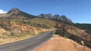 Garden Route Südafrika Radreise Bains Kloof Pass Abfahrt